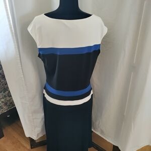 Chaps Stylish Black and Blue Colorblock Dress
